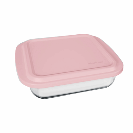 Nadir glazen bewaarbakje van 1,1 liter met wit deksel, transparant rechthoekig ontwerp