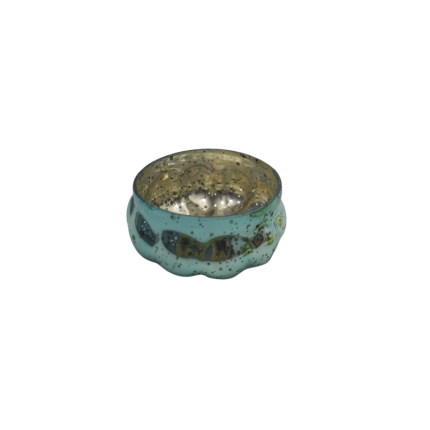 Glazen Bolvormig Theelichthouder Aqua 5x3 cm