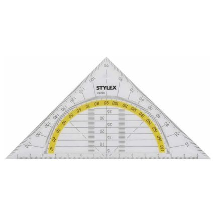 Stylex transparante geodriehoek met graden- en centimeteraanduiding