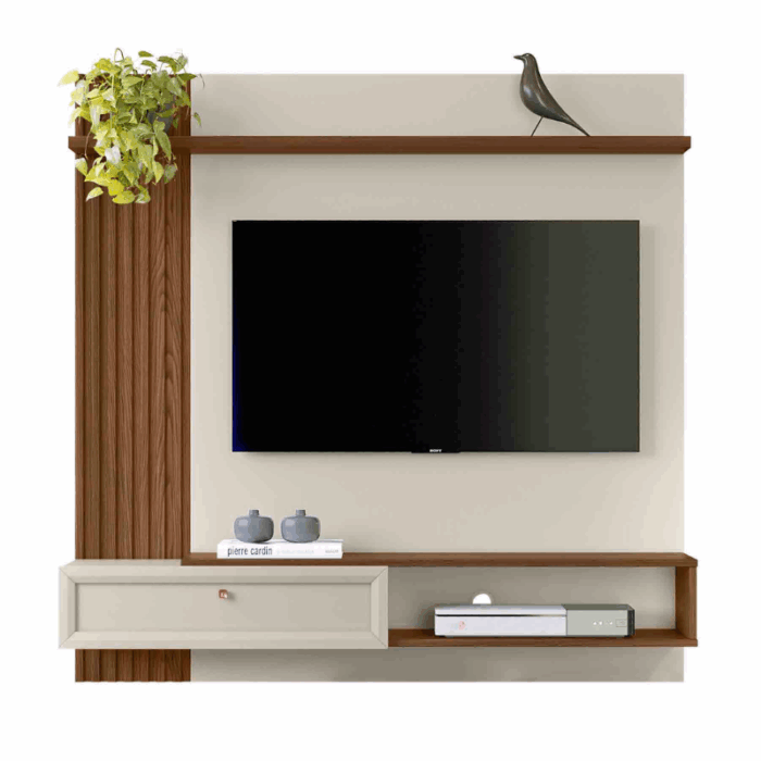 Linea TV-wandpaneel Alvorada in Freijó en Off White – geschikt tot 55 inch