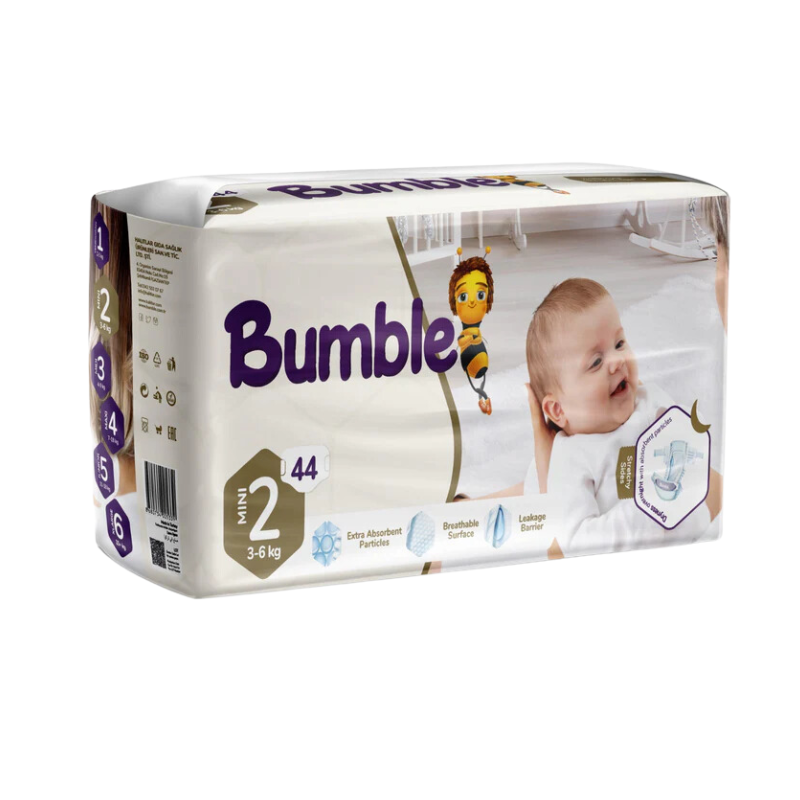 8680734005315.png Bumble Wegwerpluiers Mini#2 3-6Kg 44 Stuks - Afbeelding 1