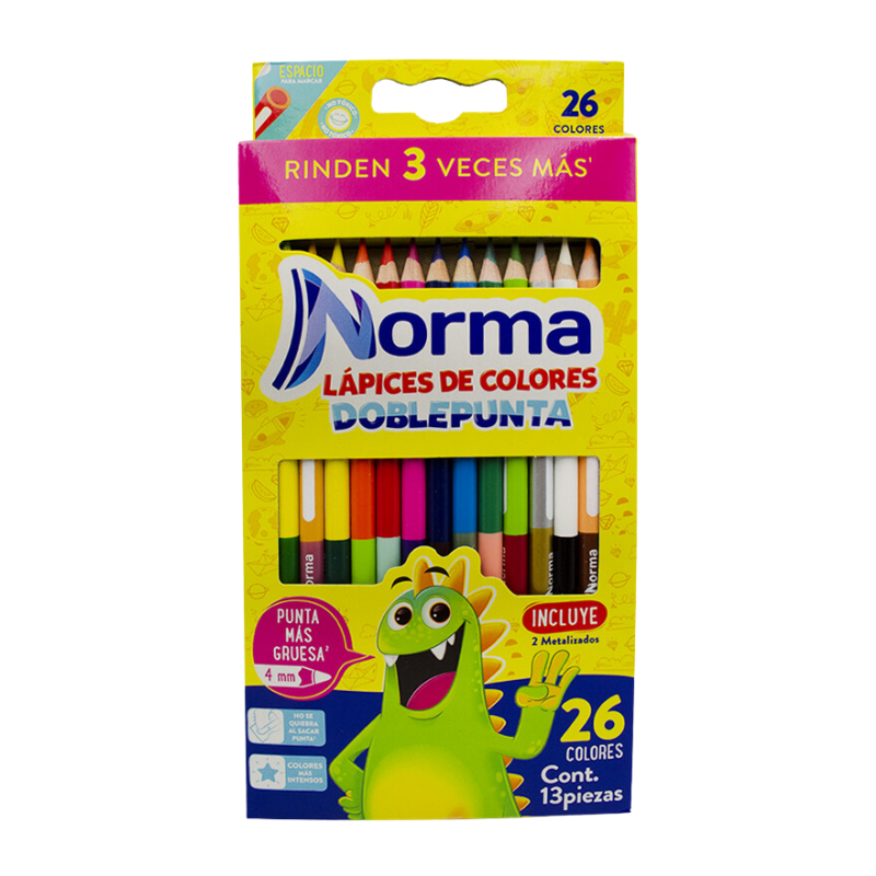 EY2612.png Norma Tweekleurige Kleurpotloden 13 Stuks - Afbeelding 1