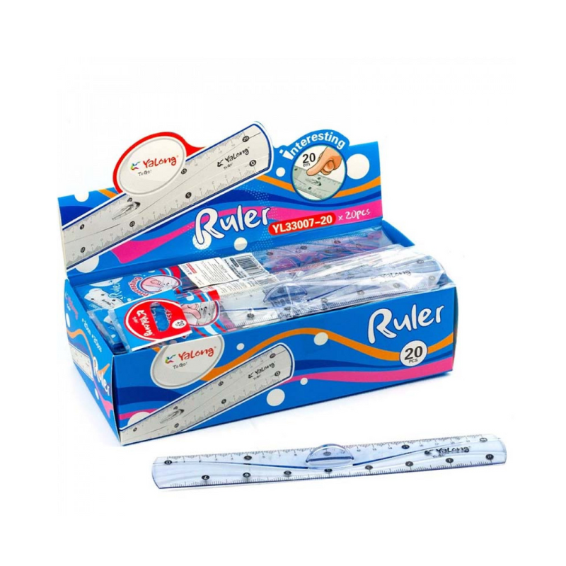 EY307.png Yalong Plastic Liniaal 20 cm - Afbeelding 1