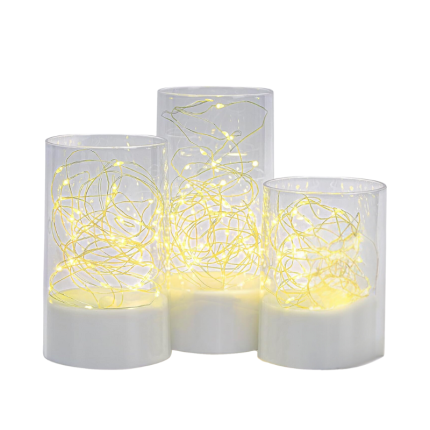 LED Kaars 3-delig met afstandsbediening