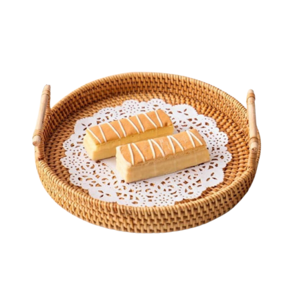 Ronde Rieten Dienblad met Handvat 28x4 cm