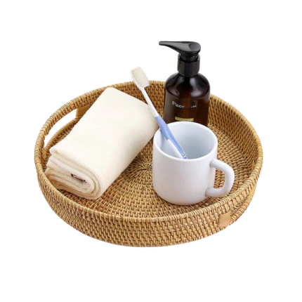 Ronde Rieten Dienblad 30x5.5 cm