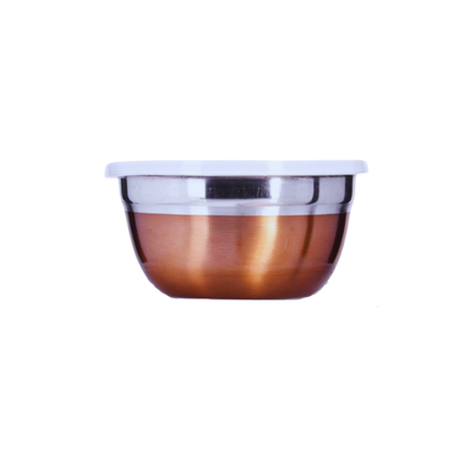Home Basics Stainless Steel Kom met Deksel Copper 21.5cm