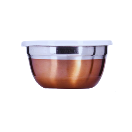 Home Basics Stainless Steel Kom met Deksel Copper 30cm