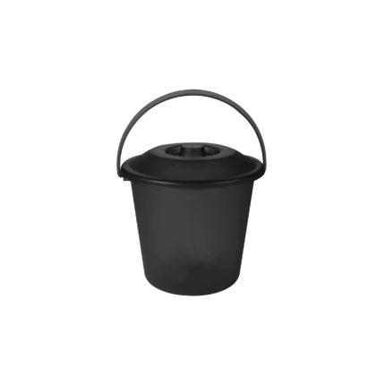 Plasvale Emmer Zwart met Deksel 2.5 Liter