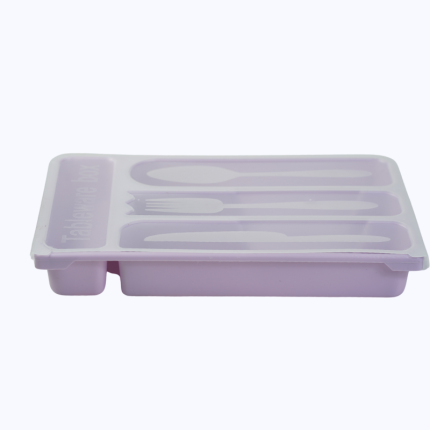 Plastic Bestekbak met Deksel in Diverse Kleuren
