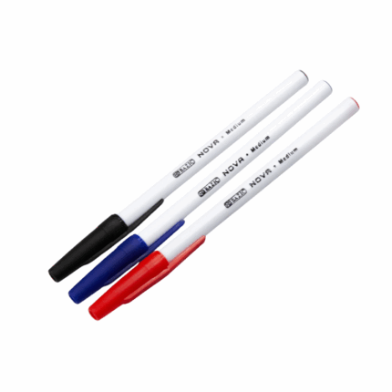 Set van 12 Nova stick pennen in rood, blauw en zwart – medium punt 1.0 mm