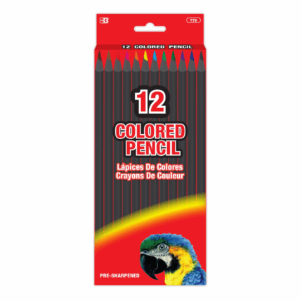 Bazic kleurpotloden set – 12 stuks, vooraf geslepen, in diverse kleuren
