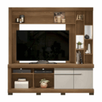 Linea Wandmeubel Canela met Freijó en Off White afwerking, modern design wandkast voor woonkamer