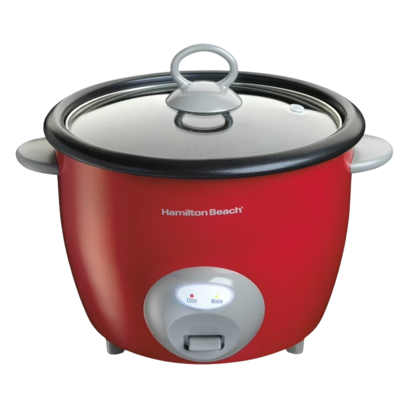 CVSHB37538N Hamilton Beach Rijstkoker 10 Kopjes Rood met stoommandje en antiaanbak binnenpan