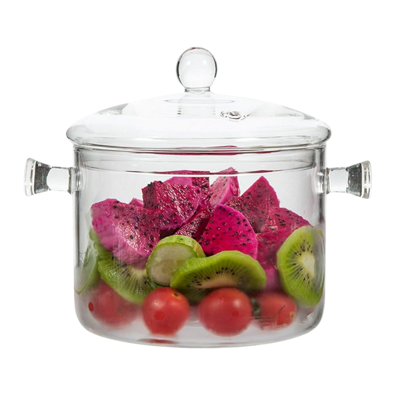 L0701007 Hittebestendige glazen kookpot met deksel en handgrepen – 1900 ml