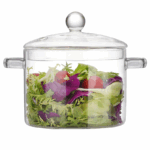 Hittebestendige glazen kookpot met deksel – 3000 ml – geschikt voor koken en serveren