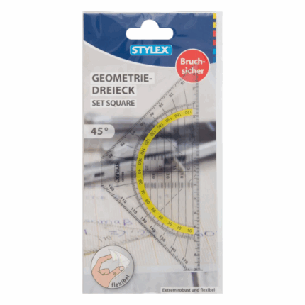 Stylex flexibele geodriehoek van transparant kunststof met graden- en centimeteraanduiding