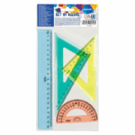 Centrum geometrieset in vrolijke kleuren – liniaal, geodriehoek, passer en meer voor schoolgebruik