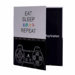 eat sleep repeat, playstation Ringmap – 23 Ringen – Kleurrijke map met print