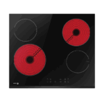 Fagor elektrische kookplaat 24 inch met meerdere kookzones en glad zwart oppervlak.