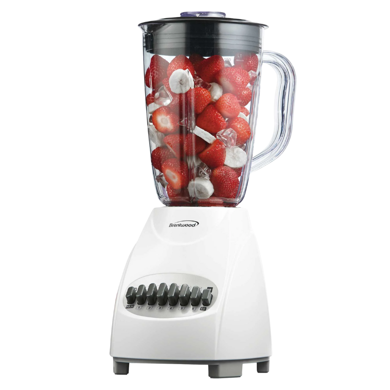 JB220W Brentwood Blender 50oz Wit Plastic kan– Smoothieblender met 12 snelheden en BPA-vrije kan