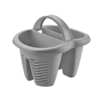 Qlux kunststof afdruiprek voor bestek met meerdere vakken, formaat 19.5×16.5×16.5 cm