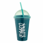 Qlux Summer drinkbeker met rietje en zomerse print – 450 ml