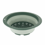 Qlux rond inklapbaar vergiet 6.5 liter in grijs/wit, kunststof en siliconen, ruimtebesparend ontwerp voor keuken en camping