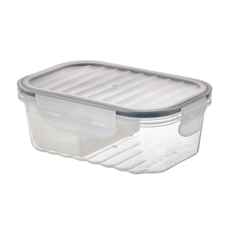 L009412 Qlux plastic vershoudbakje van 1 liter met vakverdeling, transparant met deksel