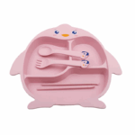 inderservies in pinguïnvorm met bestek en eetstokjes van kunststof