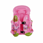 Opblaasbaar roze zwemvest voor kinderen met cartoonprint en gespen