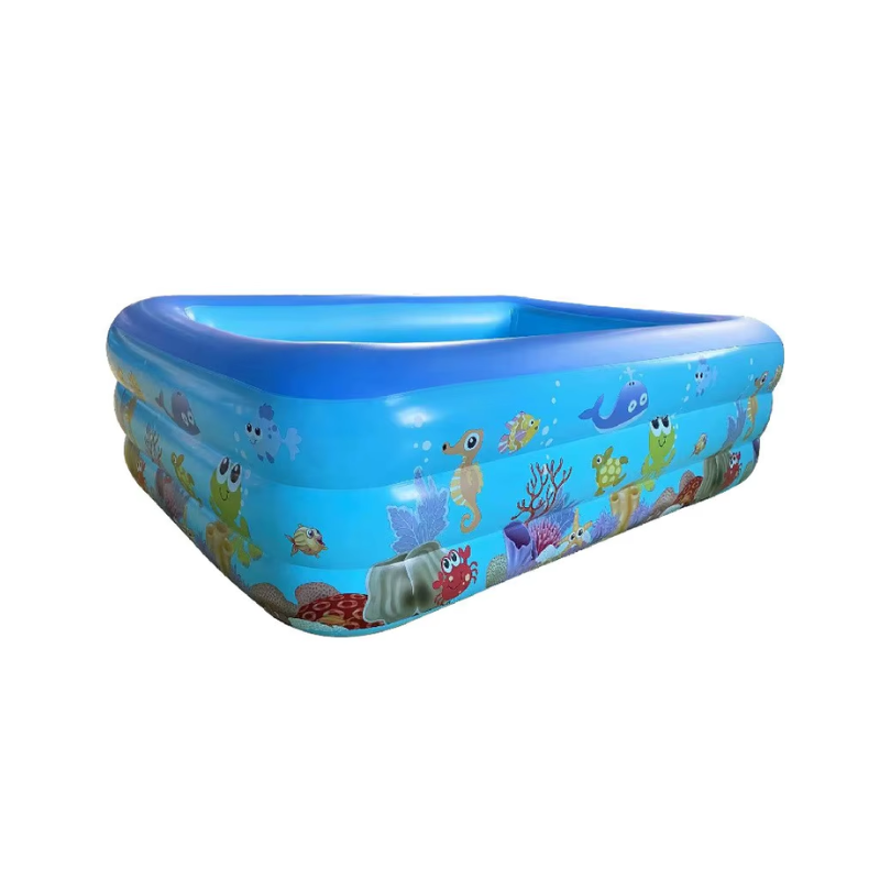 S041819 Opblaasbaar zwembad 180x145x60 cm voor kinderen en volwassenen – rechthoekig familiezwembad van PVC in de tuin