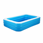 Rechthoekig opblaasbaar zwembad 180×140×60 cm blauw wit familiezwembad met 3 luchtkamers