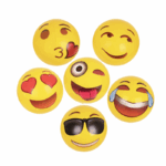 Opblaasbare strandbal 18 cm – vrolijke emoji print speelbal voor kinderen