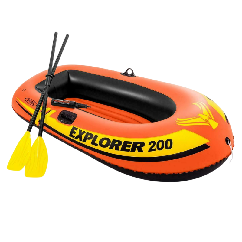 S0418587 Intex Explorer 200 opblaasbare boot 185×94×41 cm voor 2 personen – oranje rubberboot voor kinderen. met pomp en pagaai