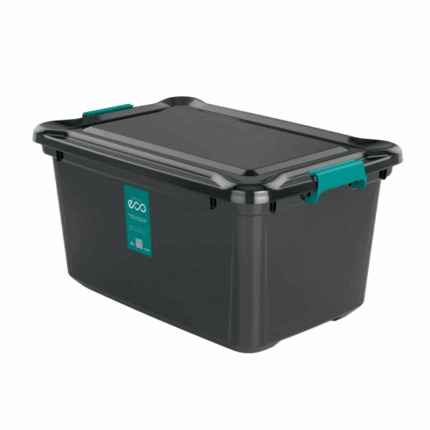 Plasvale Eco Life Organizer 27 liter – duurzame opbergbox van gerecycled kunststof met veiligheidsvergrendeling en ergonomische handgrepen