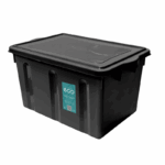Plasvale Eco opbergbox van 38 liter, zwart gerecycled kunststof met stevig deksel