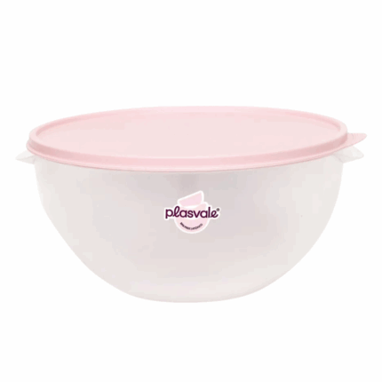 Plasvale ronde opbergcontainer van 7,5 liter met deksel, geschikt voor voedselopslag en huishoudelijk gebruik