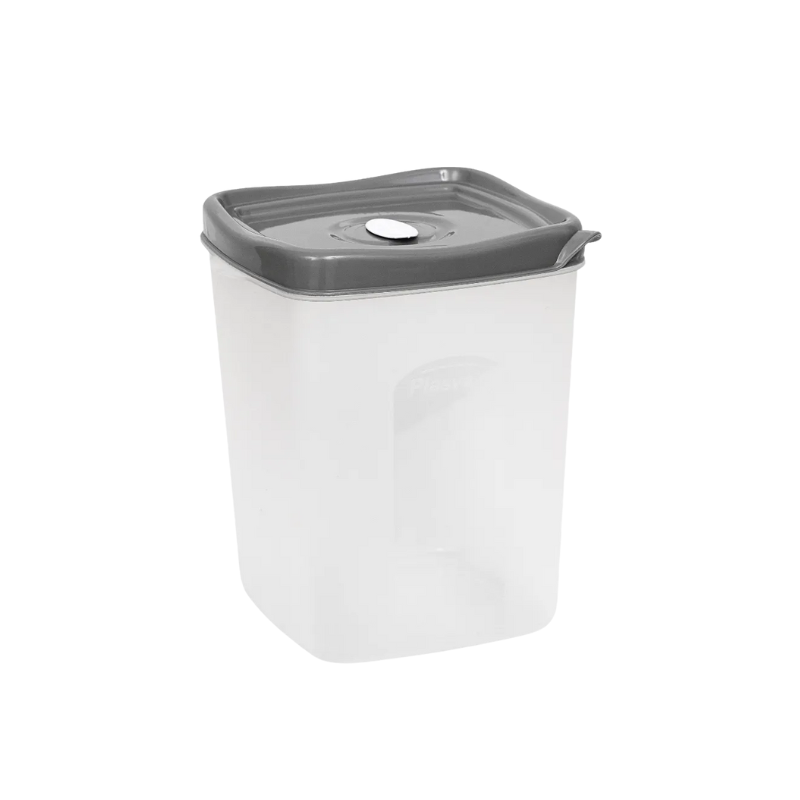 7891115004037 Plasvale plastic opbergcontainer 2.3 liter met grijze deksel – luchtdicht & BPA-vrij – transparante bewaardoos
