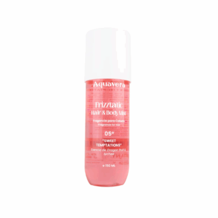 Aquavera Frizzatic Hair & Body Mist Sweet Temptations – fruitige geurmist voor haar en lichaam in compacte 150 ml sprayflacon 🖼️ Alt-tekst (EN) Aquavera Frizzatic Hair & Body Mist Sweet Temptations – fruity fragrance mist for hair and body in compact 150 ml spray bottle Wil je ook een alt-tekstset voor alle Frizzatic varianten naast elkaar (zoals Caramel Sunset, Cotton Breeze, Tropical Splash)? Ik zet ze graag overzichtelijk voor je klaar.