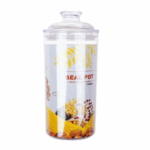 Transparante luchtdichte voorraadpot van 1100 ml met schroefdeksel, gevuld met droge voeding