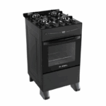 Global gasfornuis met 4 branders in zwart – krachtig en duurzaam keukenapparaat met glazen top