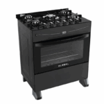 Global gasfornuis met 5 branders in zwart – krachtig en duurzaam keukenapparaat