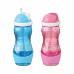 Qlux Kinderwaterfles 400 ml – met rietje en vrolijke kinderprint