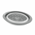 Qlux rond inklapbaar vergiet 3 liter in grijs/wit, kunststof en siliconen, ruimtebesparend ontwerp voor keuken en camping