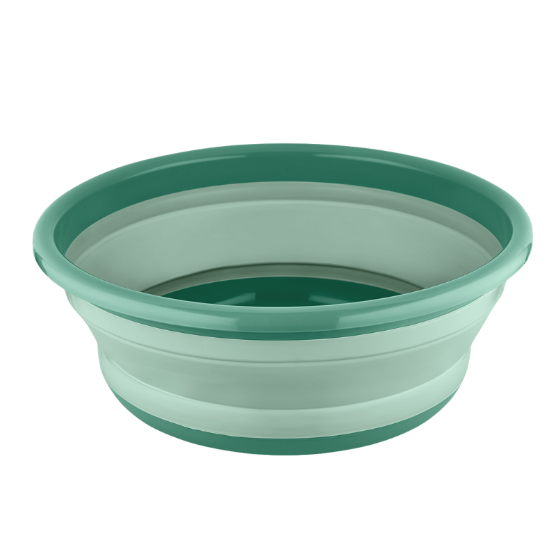 L008043 Qlux opvouwbare ronde teil van 7.8 liter in grijze kleur, ideaal voor handwas en schoonmaak