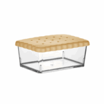 Qlux Bewaarbakje met Koekprint Deksel 500 ml – transparant voedselbakje met luchtdicht koekdeksel