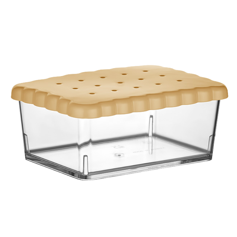 L00905 Qlux Bewaarbakje met Koekprint Deksel 1000 ml – transparant voedselbakje met luchtdicht koekdeksel
