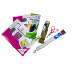 Compleet schoolpakket met tekenschriften, kleurpotloden, kinderschaar, potlood, slijper, veger, liniaal, lijm en map
