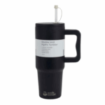 Walk Safari zwarte thermosbeker met rietje en handvat – 30 Oz geïsoleerde drinkbeker